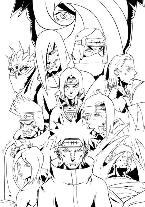 coloriage naruto akatsuki|65 Akatsuki Coloring Pages